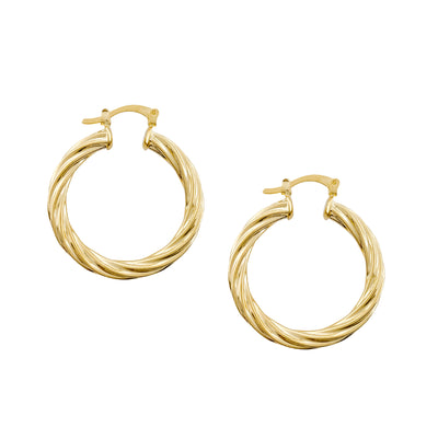 Gold Hoop Earrings, Twisted Gold Hoops, Gold-Filled Hoop Earrings